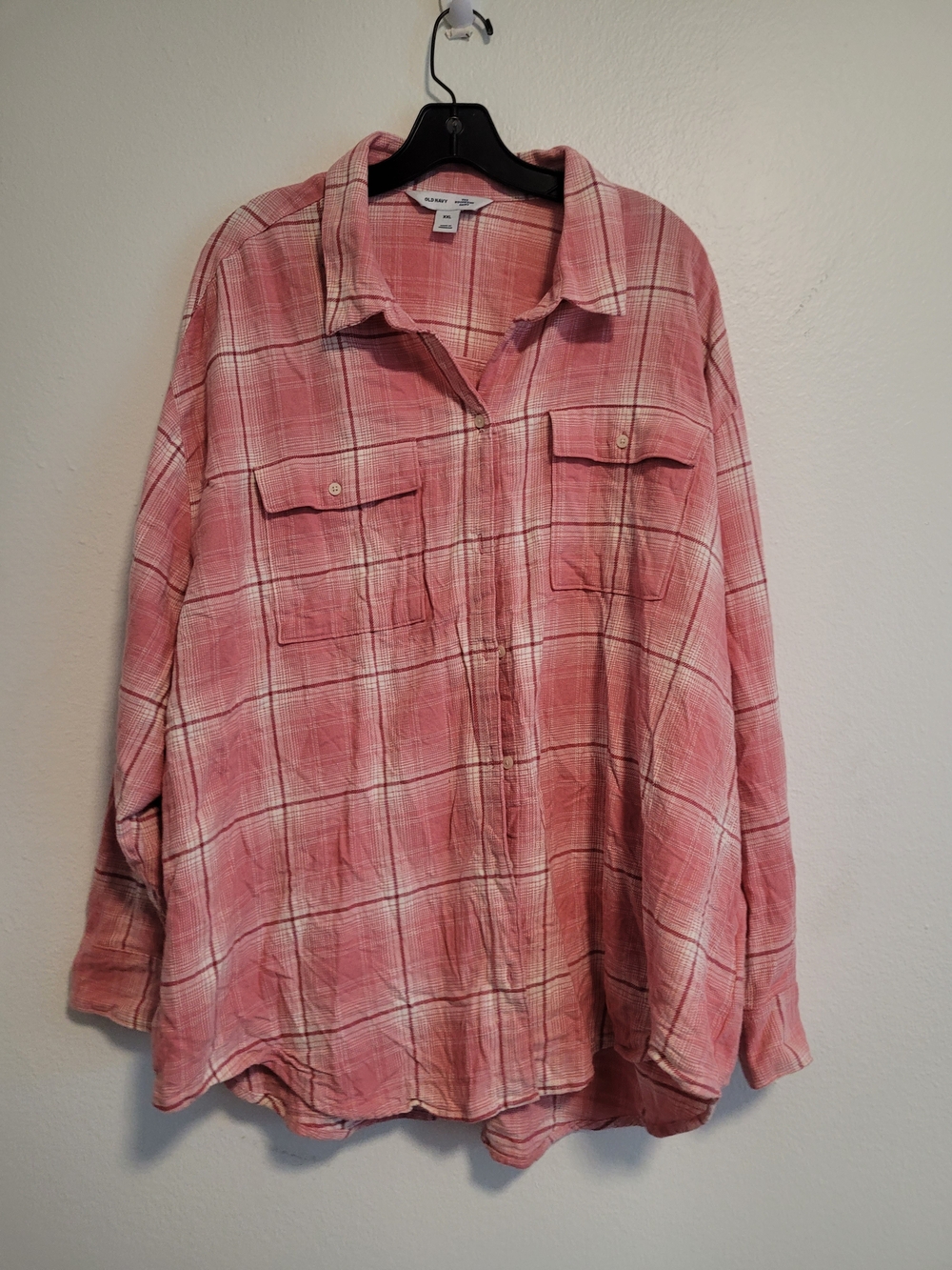 Old Navy Rose Pink Plaid Button-Down Shirt